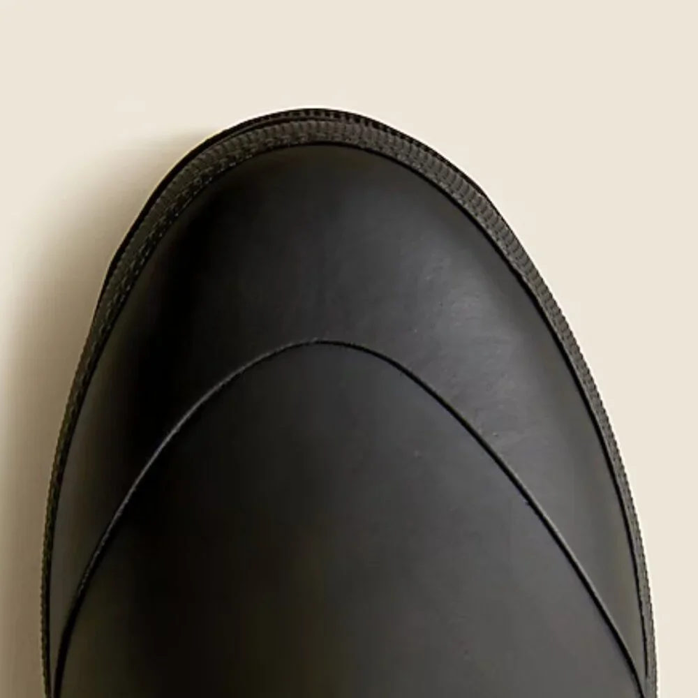 NWT J.Crew Black Lug Sole Rain Boots Waterproof Pull On Size 10